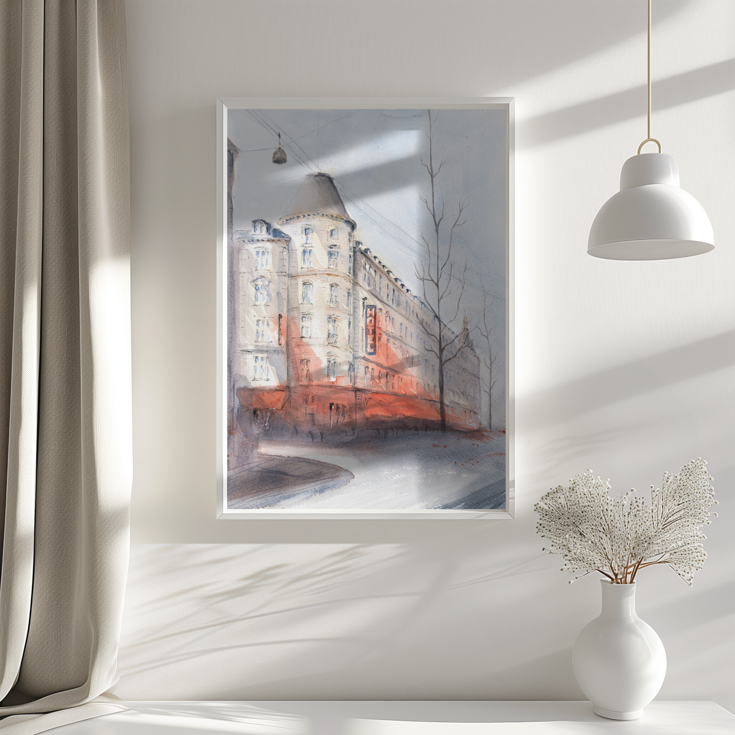 Nansensgadekvarteret – et kunstprint af København i akvarel
